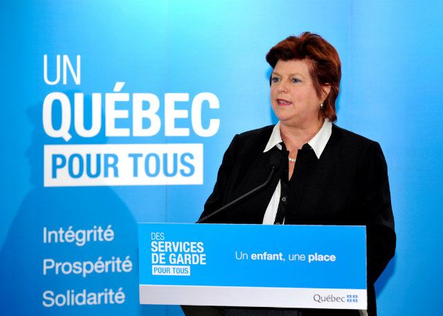La ministre de la Famille, Mme Nicole Léger, lors du lancement de l’appel de projets pour la création de 15 000 places additionnelles à contribution réduite dans le réseau des services de garde éducatifs du Québec.