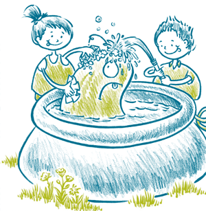 Image illustrant une piscine avec des enfants.